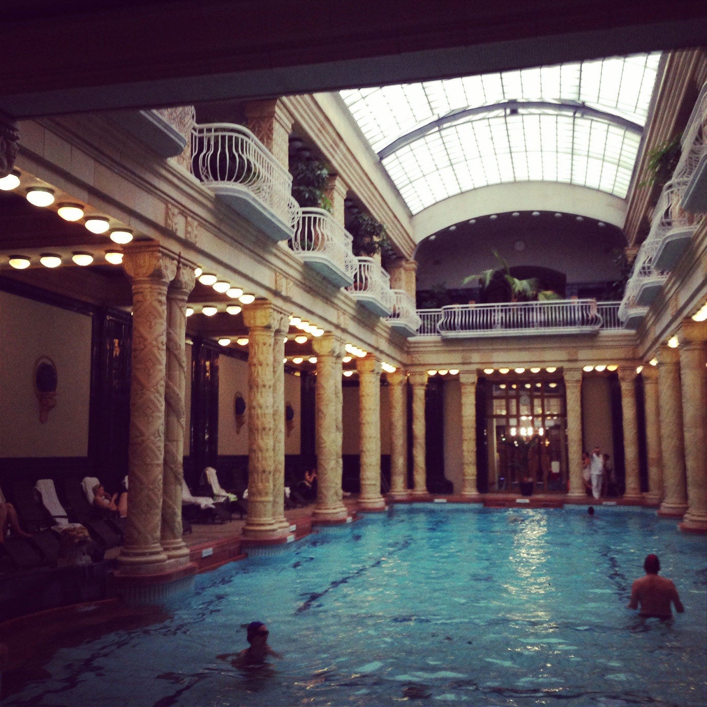 One of Budapest’s many famous thermal pools. The superhot pool scene with Luce and Daniel was filmed here.